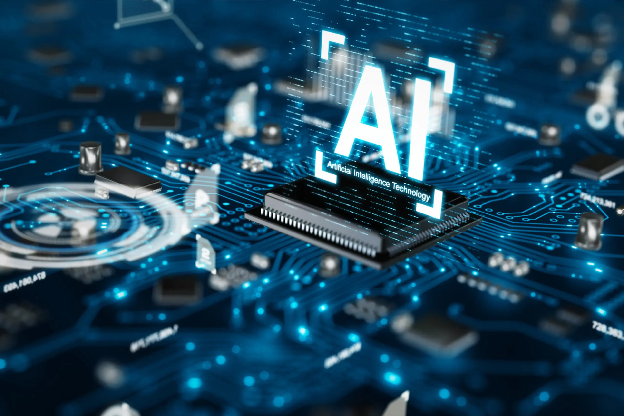 3D render AI artificial intelligence technology CPU central proc artificial intelligence AI