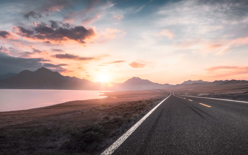 Lake and road  at sunset Estate Tax Sunset
