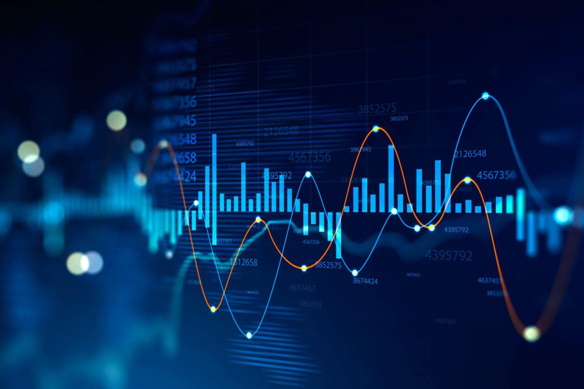Stock market and trading, digital graph