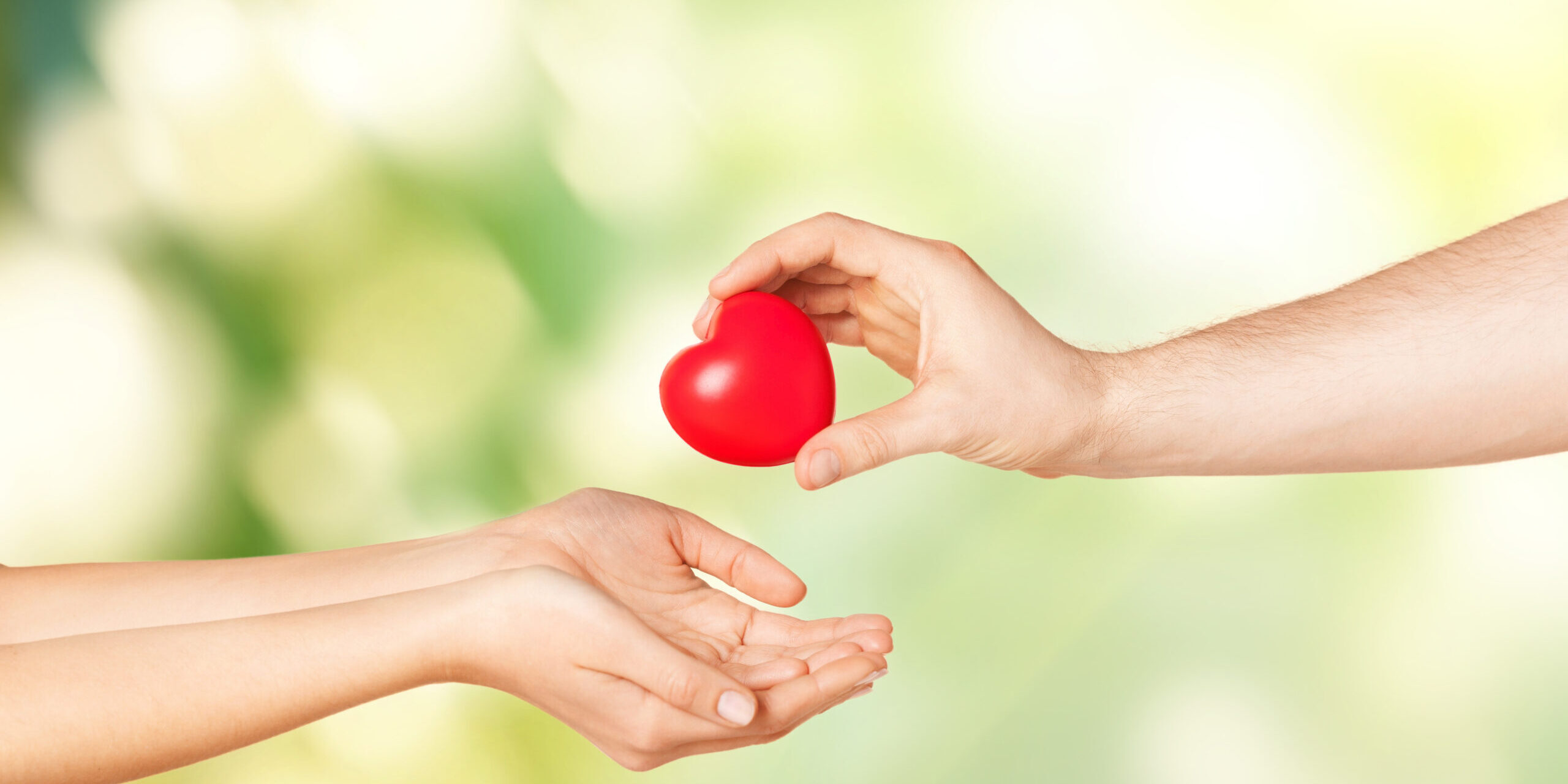 woman and man hands with heart