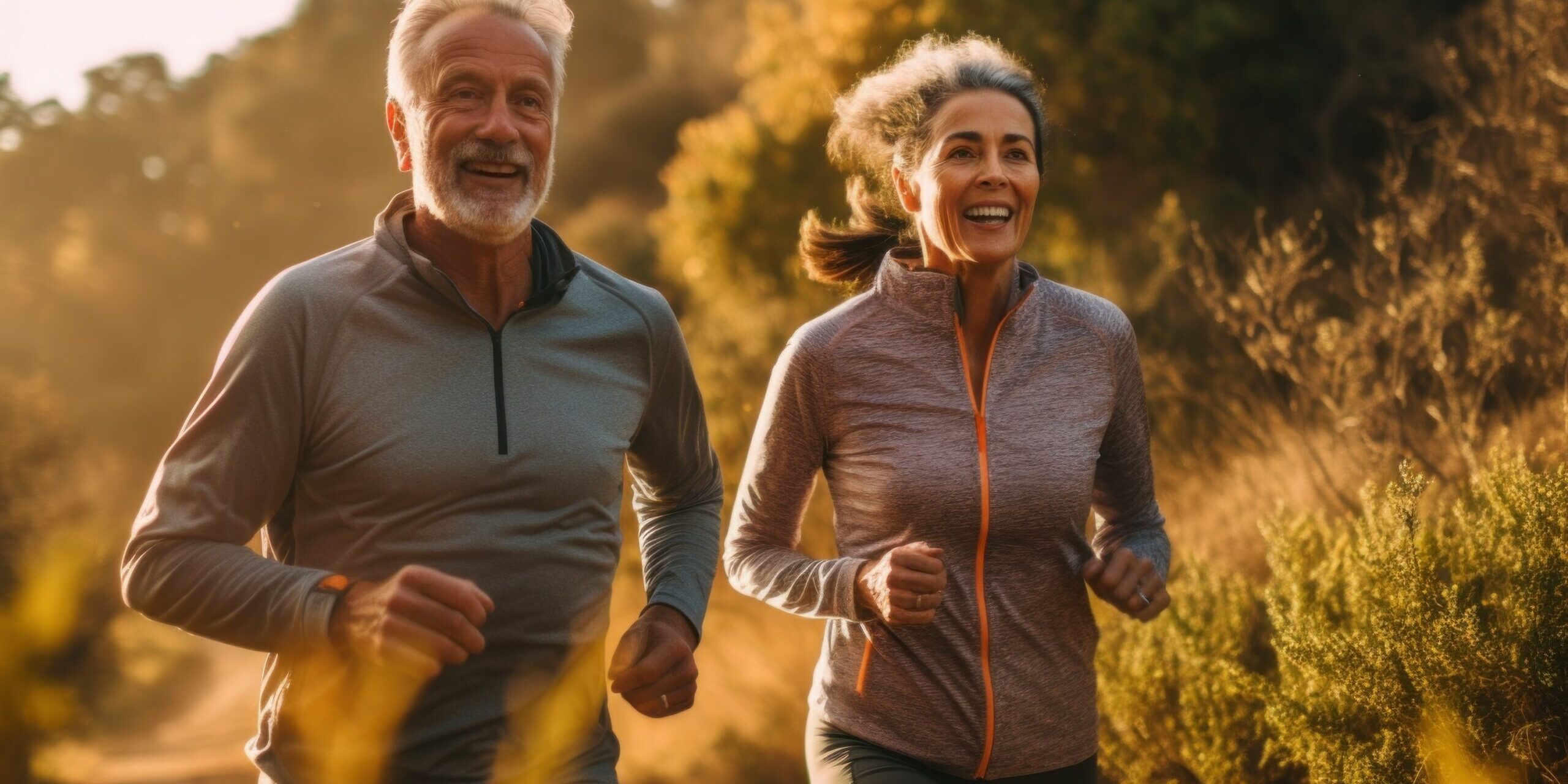 A couple of adults on a morning run. AI generated, human enhanced