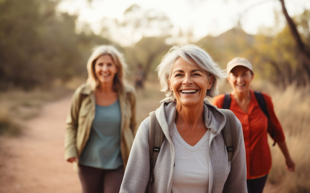 Outdoor Yoga Retreat: Friends on a Campsite Walk