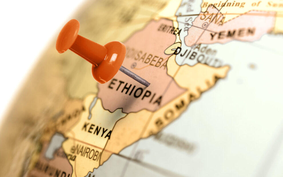 Location Ethiopia. Red pin on the map.